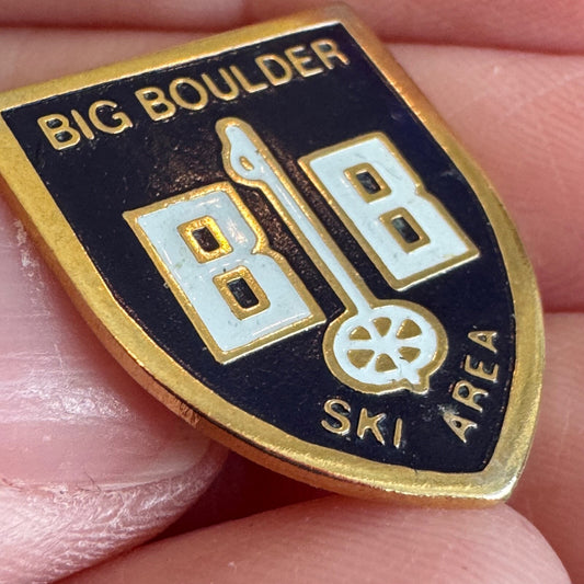 Vintage Big Boulder Ski Area BB Lapel Pin Shield Crest Pennsylvania