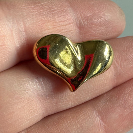 Vintage Abstract Curved Gold Heart Pin – Artistic Modern Brooch
