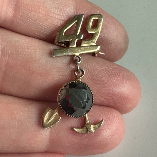 Vintage 49 49er Miner Pick Axe Shovel Mining for Gold Lapel Pin Dangle Brooch