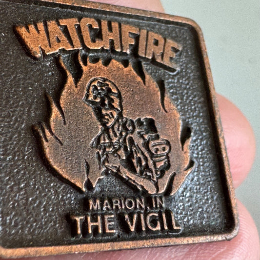 Vtg Watchfire Marion Indiana Vigil Pin Bronze Military Memorial Badge MIA POW