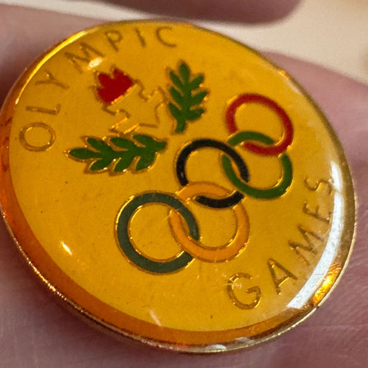 Vintage Olympic Games Rings Lapel Pin Torch Laurel Olympics
