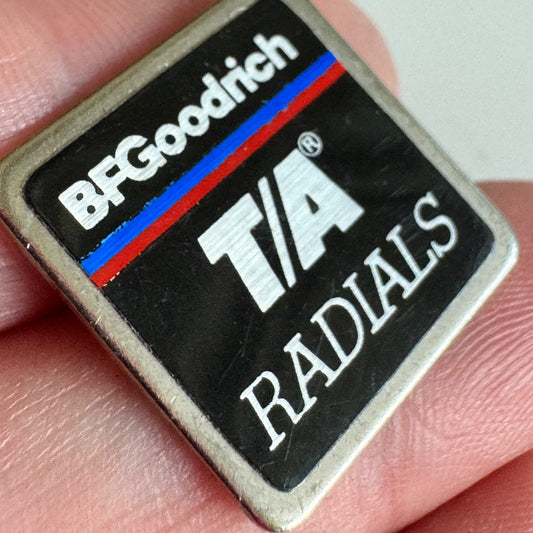 Vtg BFGoodrich T/A Radials Black Square Lapel Pin Racing Advertising
