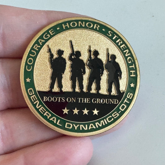 General Dynamics OTS Challenge Coin – Boots on the Ground / Supporting Freedom