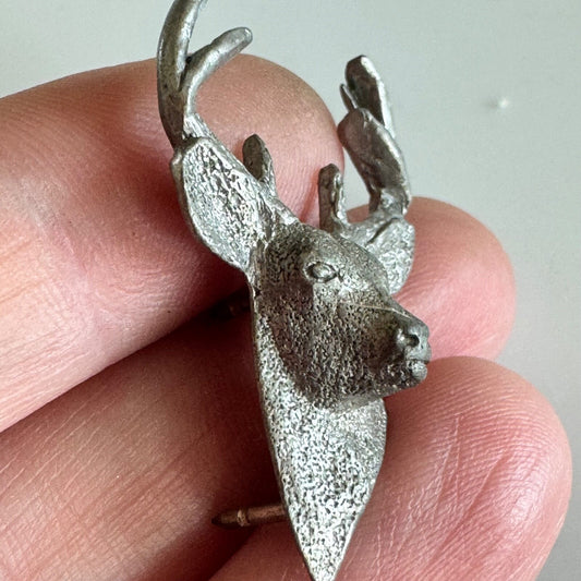 1988 Whitetail Deer Fine Pewter Animal Vintage GG HARRIS Tie Tack Lapel Pin