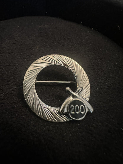 Vintage Silver Tone Bowling Circle Brooch Bowling Pins Ball Lapel Pin 200 Club