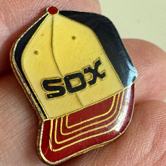 Chicago White Sox Yellow-Black-Red Cap Enamel Hat Pin MLB 1970s 1980s Style