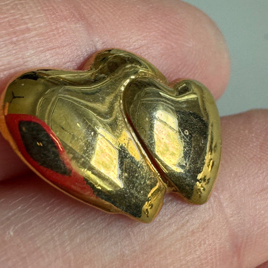 Double Puffy Heart Pin – Gold Tone Overlapping Hearts