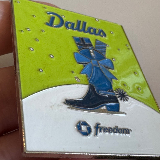 Chase Freedom Dallas Ice Skate Cowboy Boot Lapel Pin