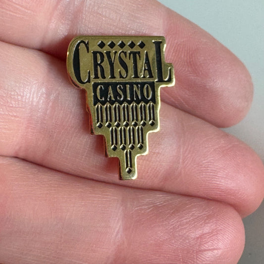 Vintage Crystal Casino Pin – Art Deco Style Gold Black Enamel Fort Gary Winnipeg