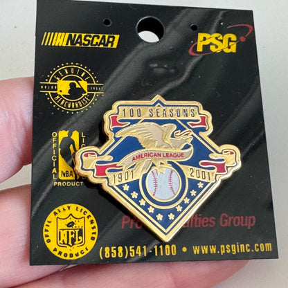 Vintage American League 100 Seasons 1901 2001 Baseball Lapel Pin PSG New on Card