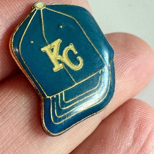 Kansas City Royals KC Navy Baseball Cap Enamel Lapel Hat Pin MLB Vintage