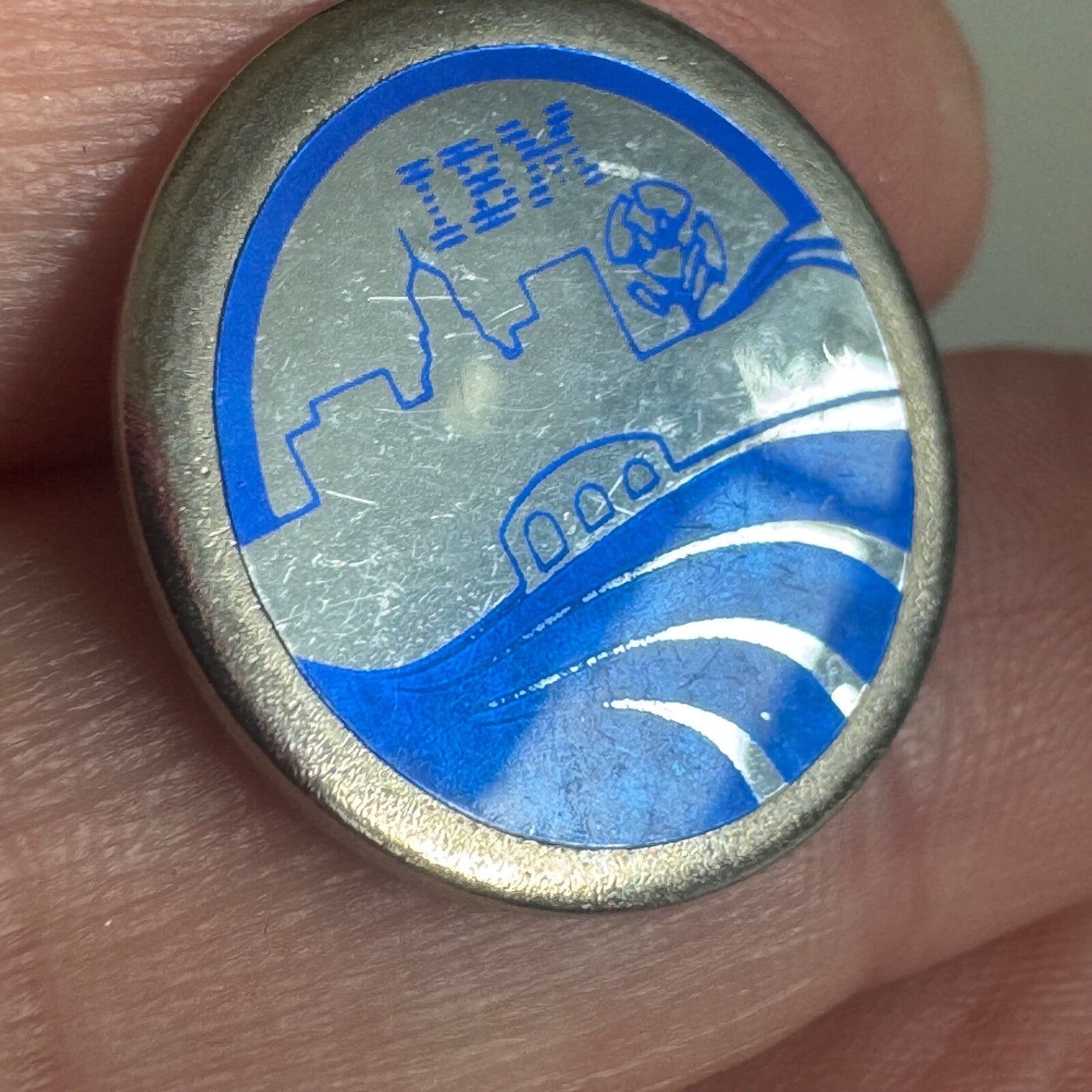 Vintage IBM Silver Tone Lapel Pin Tie Tack 1960s 1970s Blue