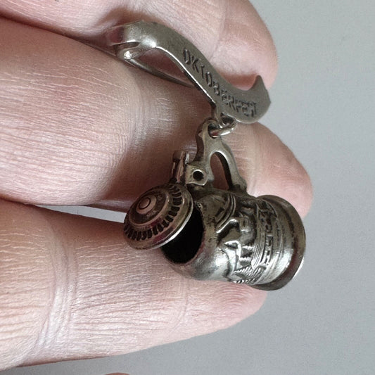 Vintage Oktoberfest Beer Stein Pin – Dangling Pewter Charm