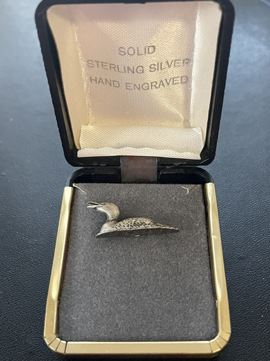 VTG. NEW 1980 SID BELL STERLING SILVER DUCK BROOCH /PIN IN ORIGINAL BOX