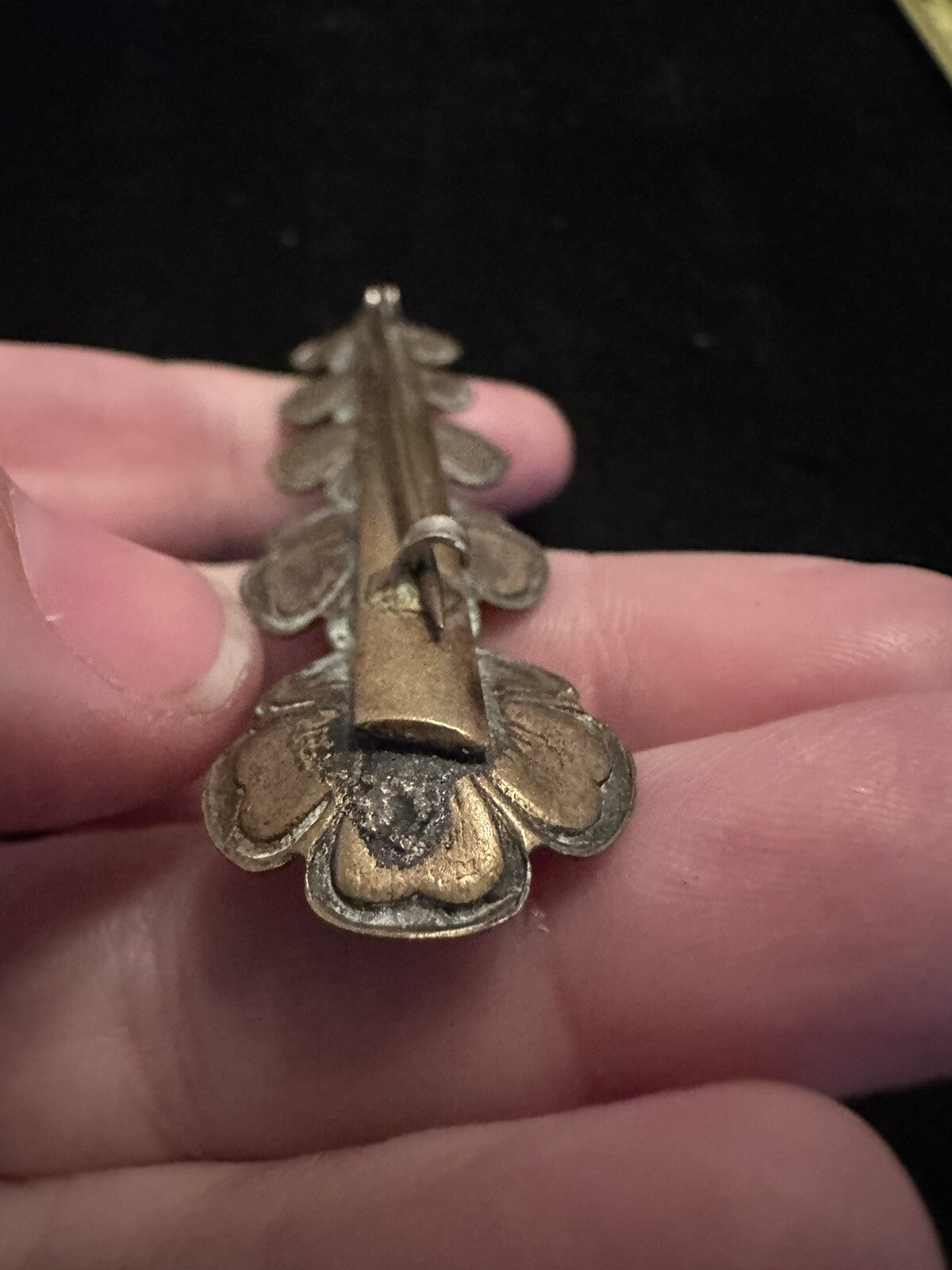 Antique Victorian Art Nouveau Forget Me Not Bar Brooch Pin Beautiful Patina!