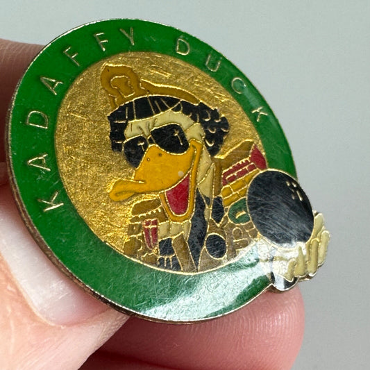 VTG Kadaffy Duck Satirical Pin – Political Parody Collectible Muammar Gaddafi