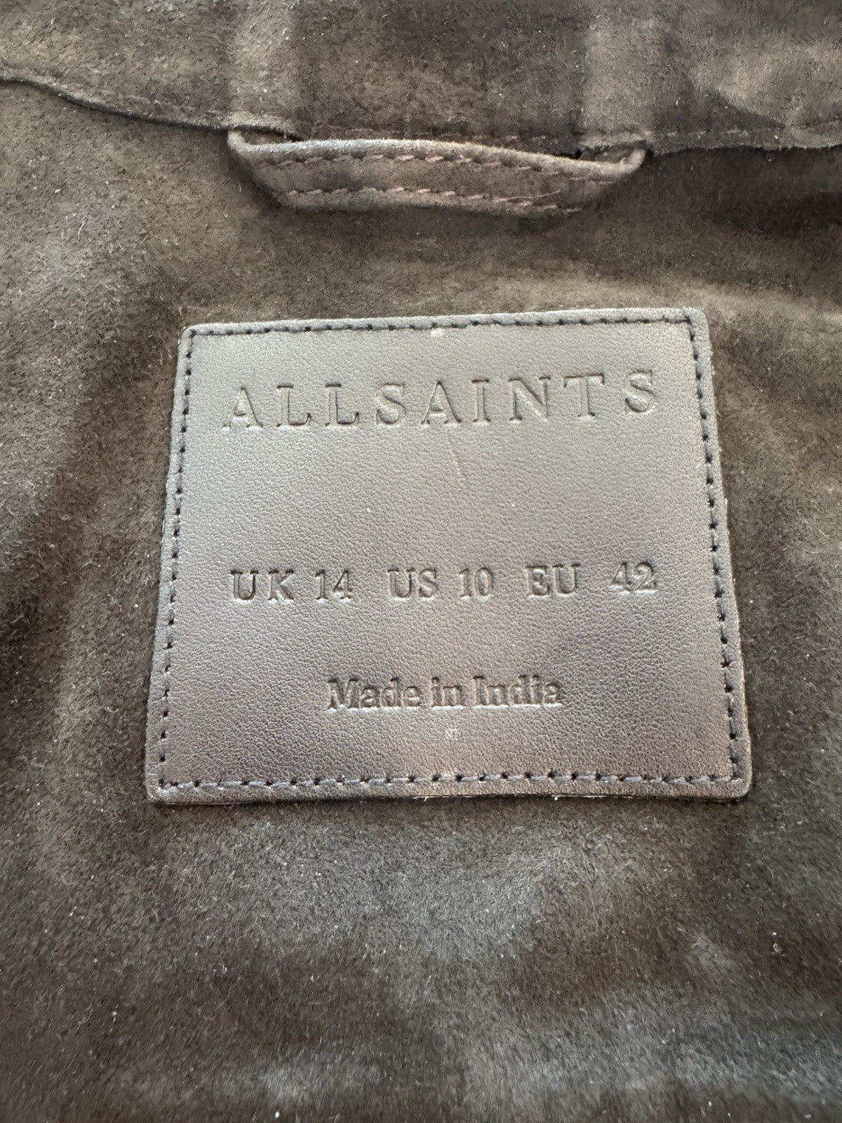 AllSaints Corinna Embellished Fringe Black Suede Cropped Jacket Sz 10 $829