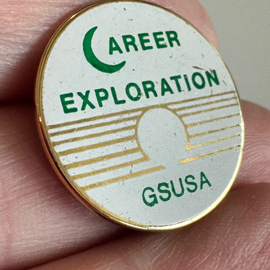 Vintage GSUSA Career Exploration Pin – Crescent Moon & Omega Symbol