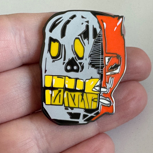 Pintrill Jean-Michel Basquiat Abstract Yellow-Skull Half Face Split Pin