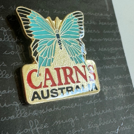 Vintage Cairns Australia Butterfly Souvenir Tourist Lapel Pin New on Card