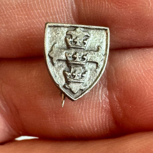 Antique Boston University Heraldic Crest Pin Tie Tack Three Crowns Shield