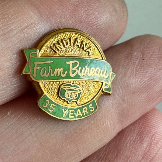 Indiana Farm Bureau 35 Years Pin – Gold & Green Agriculture Award