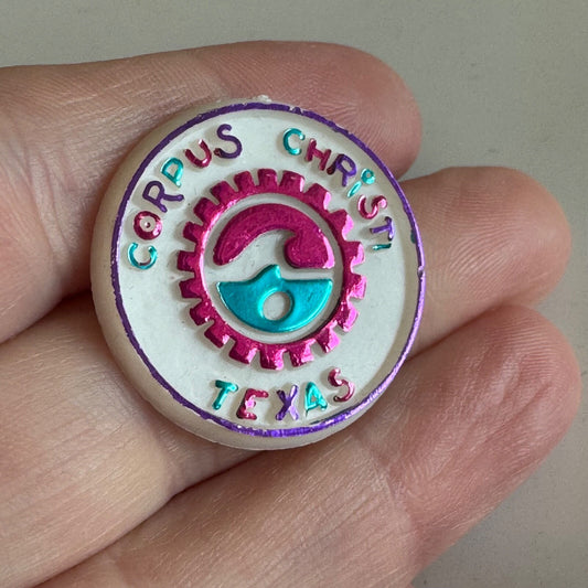 Vintage Corpus Christi Texas Pin – Neon Wave Motif Souvenir Tourist