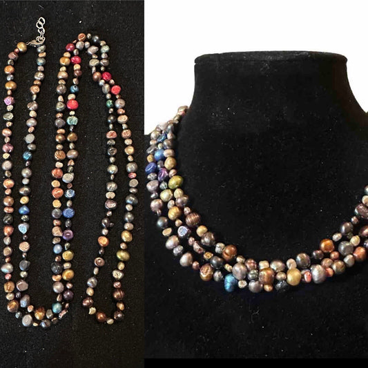 50” Necklace Multicolor & Size Dyed Freshwater Pearls Purple Blue & More Endless