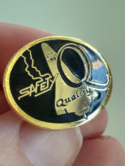 Vintage NASA Safety Quality Space Shuttle Pin – Black & Gold