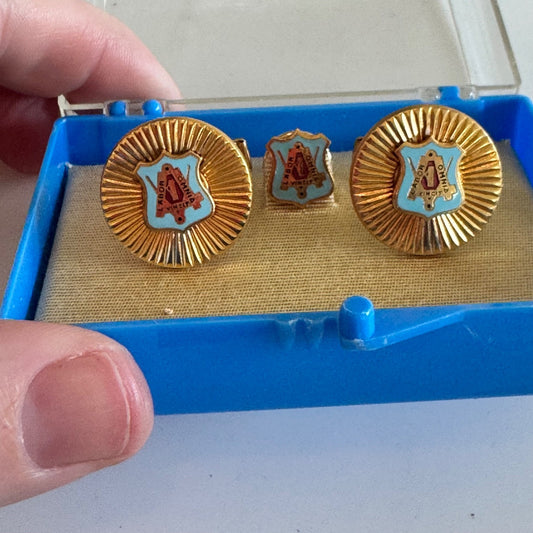 Vtg United Brotherhood of Carpenters UBC Union Cuff Links and Tie Pin Set