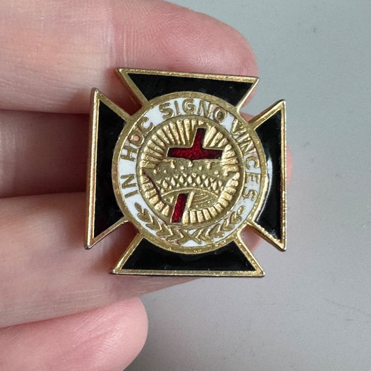 Vintage Knights Templar Cross Bolo Tie Slide – In Hoc Signo Vinces Emblem