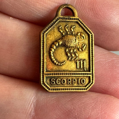 Vintage Zodiac Pendants 1930s-1940s Brass Charm Gold Tone NOS Astrology