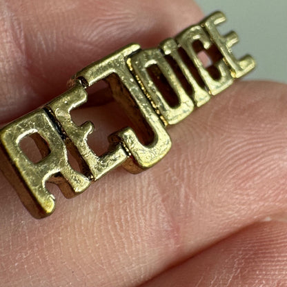 "Rejoice" Word Pin – Inspirational Gold-Tone Message