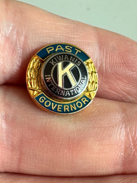 Kiwanis Past Governor Pin – Gold & Navy Blue Recognition Emblem