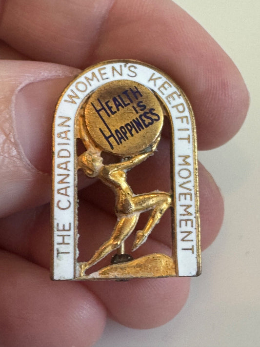 Vintage The Canadian Women's Keepfit Movement Health is Happiness Pin RARE