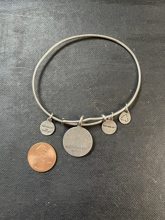Alex And Ani Initial S Charm Rafaelian Silver Finish Bangle Bracelet A13EB14SS