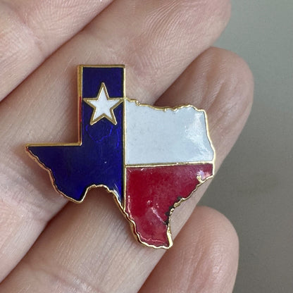 Vintage Texas Enamel Flag State Shaped Lapel Pin NICE! 1980s