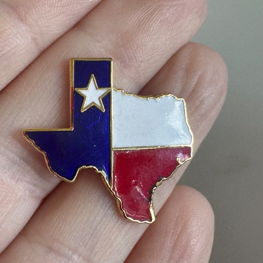 Vintage Texas Enamel Flag State Shaped Lapel Pin NICE! 1980s