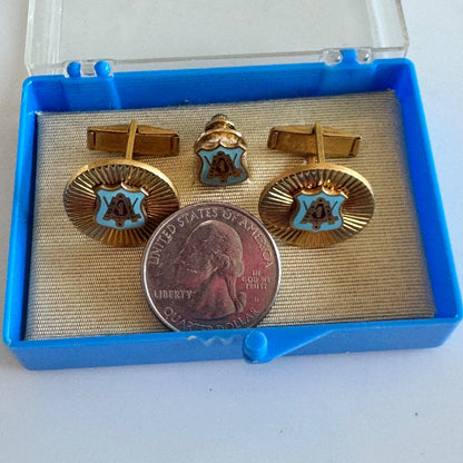 Vtg United Brotherhood of Carpenters UBC Union Cuff Links and Tie Pin Set