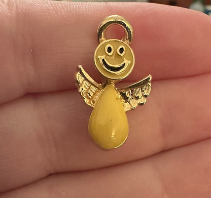 Happy Smiley Face Angel Lapel Pin Christian Tie Tack Brooch Don't Worry Yellow
