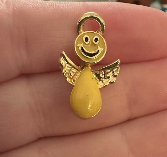 Happy Smiley Face Angel Lapel Pin Christian Tie Tack Brooch Don't Worry Yellow