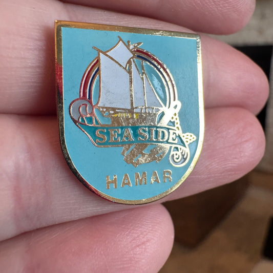 Vintage Sea Side Hamar Norway Lapel Pin Souvenir Tourist