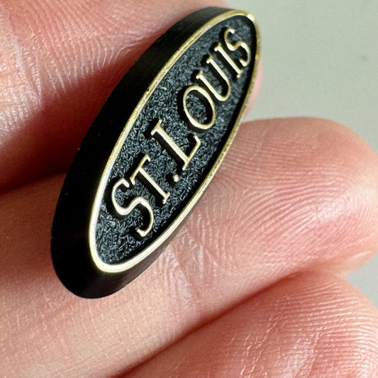 Vintage St. Louis Oval Metal Pin – Missouri Travel Tourist Souvenir Saint St