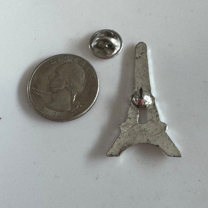 Large Silver Tone Eiffel Tower Lapel Pin Paris France 1.5" Tie Tack Brooch