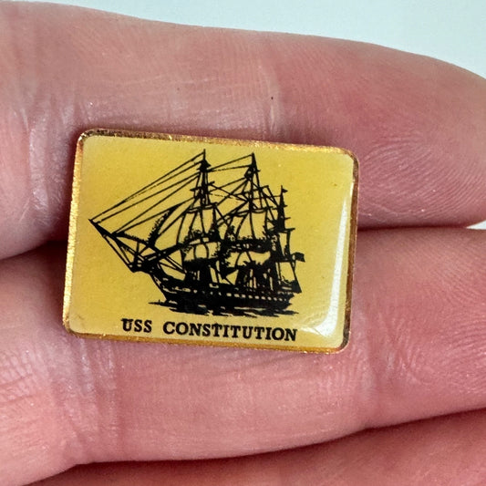 Vintage USS Constitution “Old Ironsides” Tall Ship Souvenir Enamel Lapel Pin
