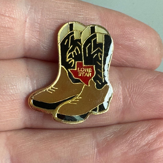 Lone Star Beer Cowboy Boots Pin – Texas Pride Enamel Badge