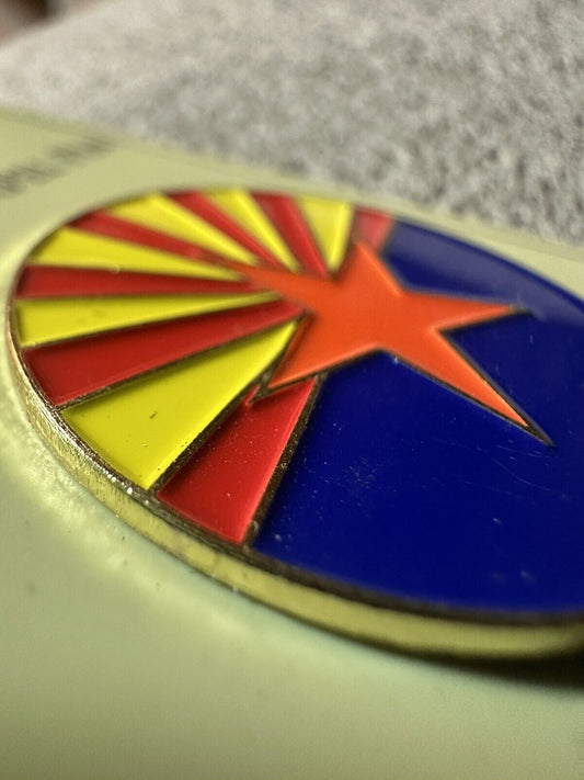 Arizona State Flag Themed Circle Enamel Pin - Lapel, Hat Smith Southwestern NOS