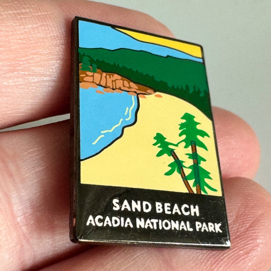 Sand Beach Acadia National Park Pin – Coastal Landscape Rare