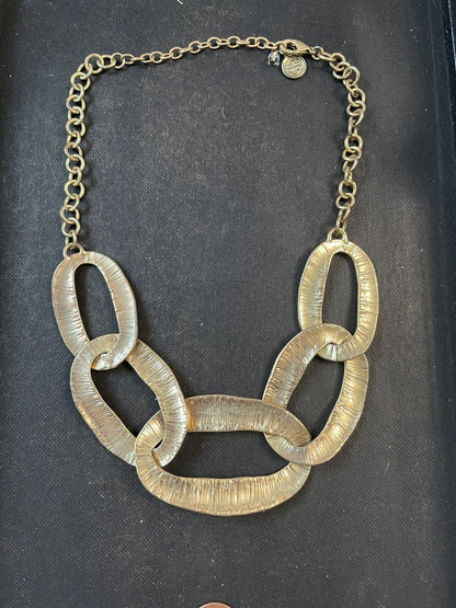 Dana Buchman Crystal Link Statement Necklace Gold-tone 19”