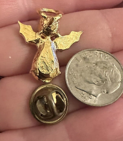 Gold-Tone Christmas Crystal Angel Pin Holly